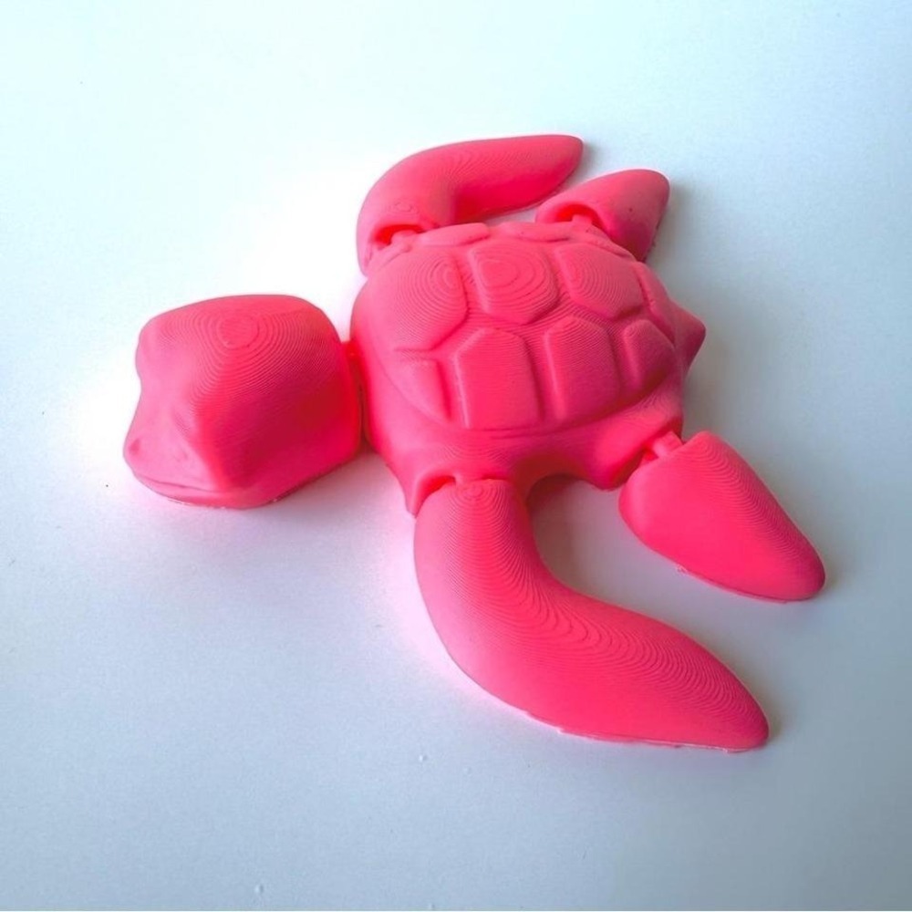Articulated 3D Printed Pink Turtle Fidget Toy Posable Sculpture